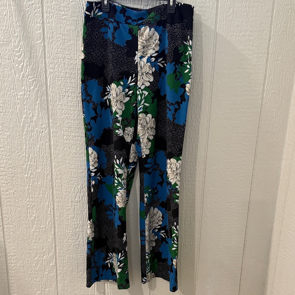 INC Size 8 Floral Print Pants in Blue and Green